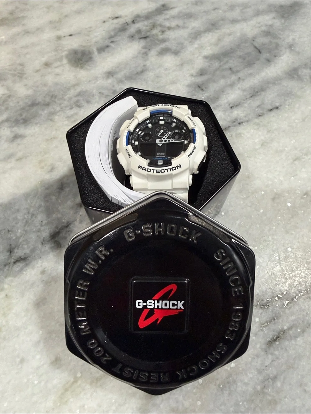 G-Shock **Working, New Battery**** White Resin Watch with Black Dial